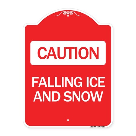 Signmission Designer Series Falling Ice and Snow, Red & White Aluminum Architectural Sign, 18" H, RW-1824-24286 A-DES-RW-1824-24286